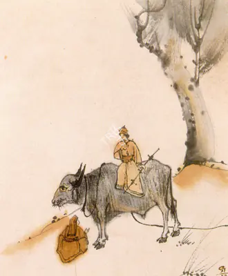 Gaganendranath Tagore (Artist), Boy On Buffalo, Drawing