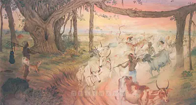Badri Nath Arya (Artist), Godhuli (Return At Sunset), Painting