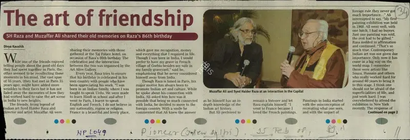 Divya Kaushik (Reporter), The Art of Friendship, 2008, Newspaper Clipping