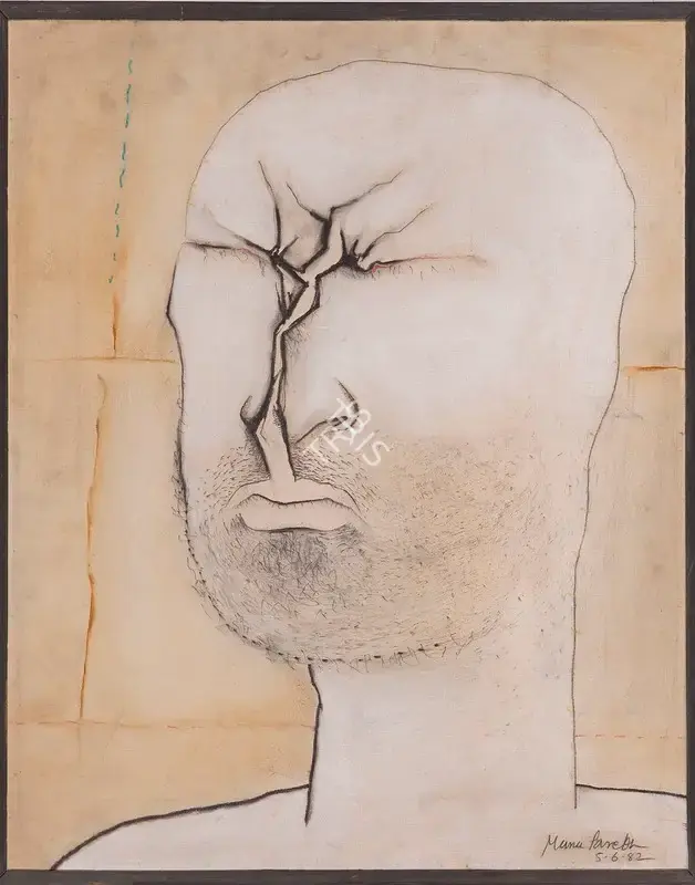 Manu Parekh (Artist), Untitled (Frowing Man), 1982, Painting