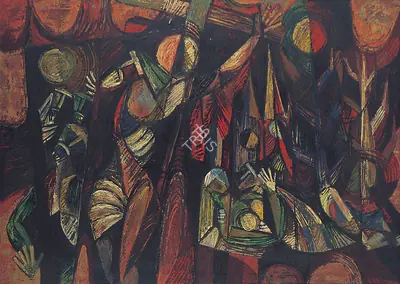 Rabin Mondal (Artist), Untitled (Christ With Cross), 1963, Painting
