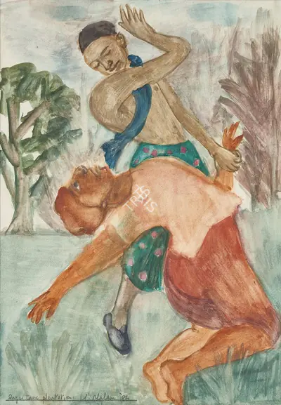 Nalini Malani (Artist), Sugar Cane Plantation, 1986, Painting