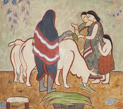 K.K. Hebbar (Artist), Untitled, 1946, Painting
