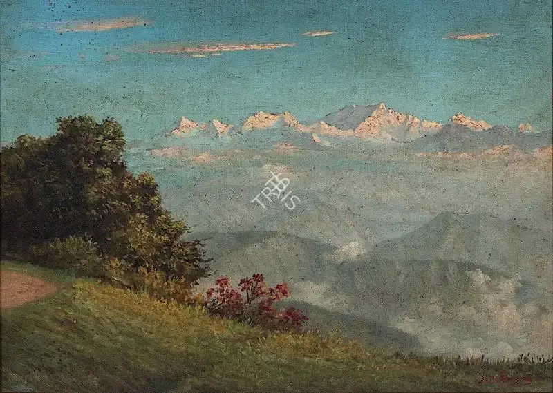 Gangooly, J.P. (Artist). Kangchenjunga From Darjeeling, n.d. | Painting, De.Onl/15.12.22, 2022 · DeRivaz & Ives