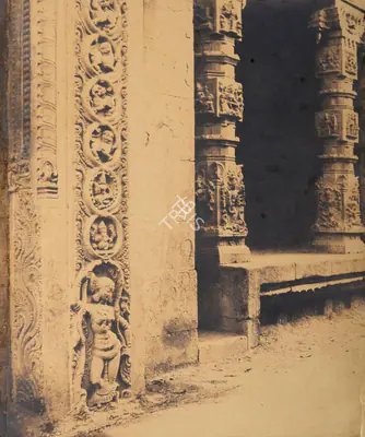 Capt. Linnaeus Tripe (Photographer), Basement of a monolith in the Raya Gopuram. Madura, 1858, Antiquarian Photograph
