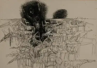 G.M. Sheikh (Artist), Horses, 1964, Graphic Art