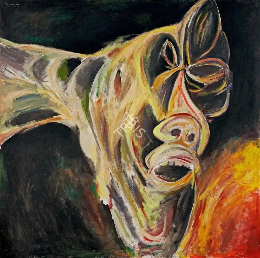 Sen, Paritosh (Artist). Portrait of an Animal, 1967 | Painting, AG.Mum/23.02.24, 2024 · Asta Guru
