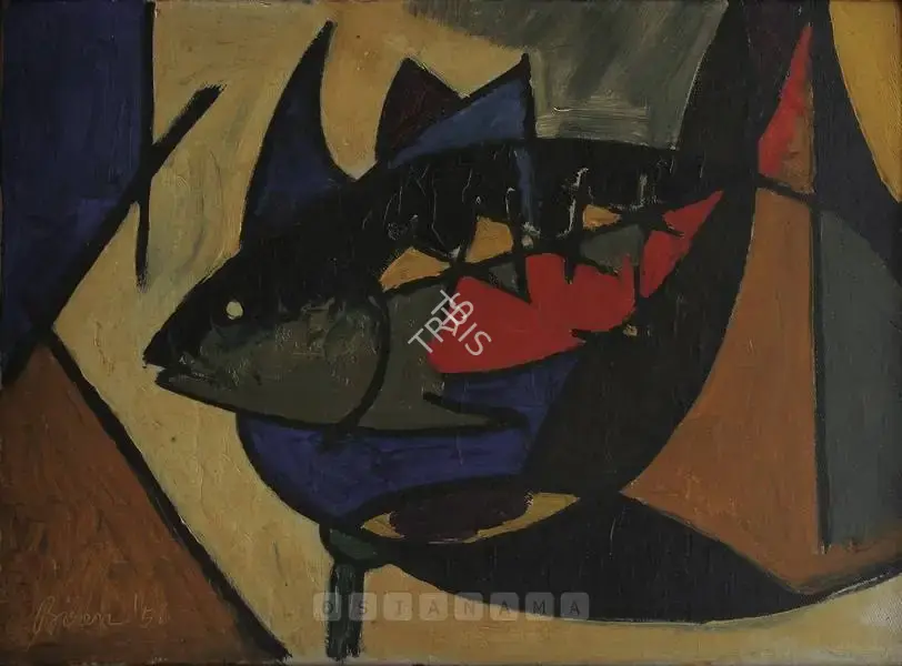 Biren De (Artist), The Fish, 1956, Painting