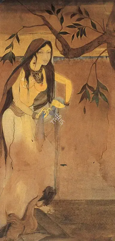Kshitindranath Majumdar (Artist), Radha returns from the Jamuna, 1918, Painting