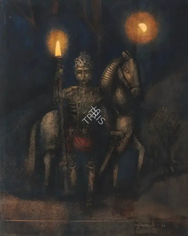 Pyne, Ganesh (Artist). The Warrior, 1997 | Painting, De.Onl/05.07.25, 2025 · deRivaz & Ives
