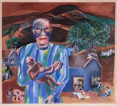 Khakhar, Bhupen P. (Artist). Son is the Father of Man. Acrylic  on Paper, 1997 | Bhupen Khakhar, 2016 | Painting | FineArts | 00149758
