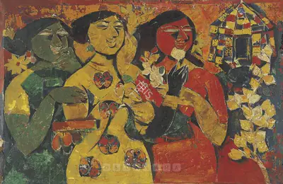 Alphonso (Artist), Three Sisters, 1975, Painting