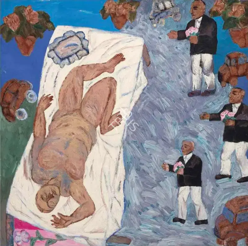 Arpita Singh (Artist), Man Carrying Flowers, 1993, Painting