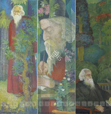 Amalnath Chakladar (Artist), Rabindranath Tagore, 1973, Painting