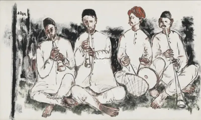 B.&nbsp;Vithal (Artist), Untitled (Musicians), Painting