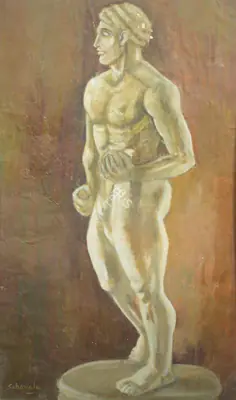 Jehangir Sabavala (Artist), Standing Male Nude, 1948, Painting