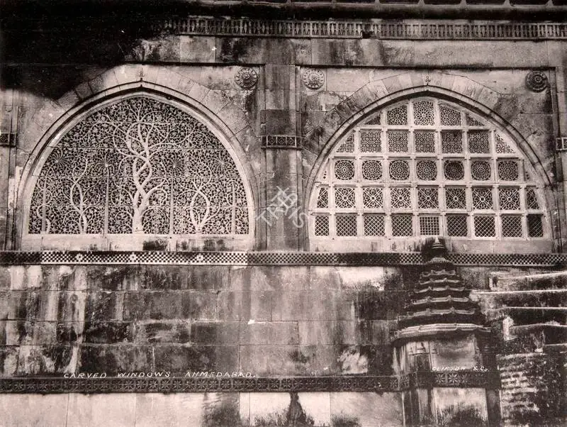 Studio Clifton & Co. (Photographic Studio), Marble screens in the Sidi Sayyad's mosque. Ahmedabad, 1900, Antiquarian Photograph