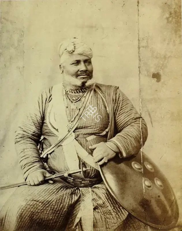Eugene Clutterbuck Impey (Photographer), Portrait of Thakoor Lukhdeer Singh, a Rajpoot chieftain of Ulwur, Antiquarian Photograph