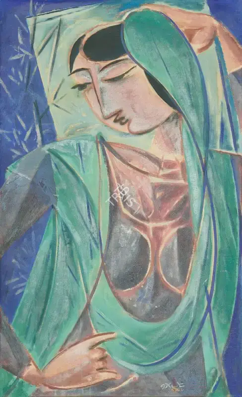 Keyt, George (Artist). Untitled (Woman in Green), 1966 | Painting, Ch.NeY/22.03.23, 2023 · Christie's