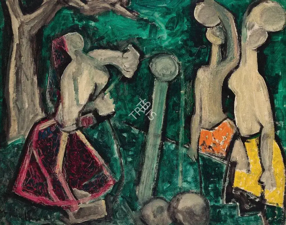 K.S. Kulkarni (Artist), At The Well, 1965, Painting