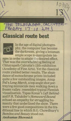 Anshuman Bhowmick (Reporter), Classical Routs Best, 2003, Newspaper Clipping
