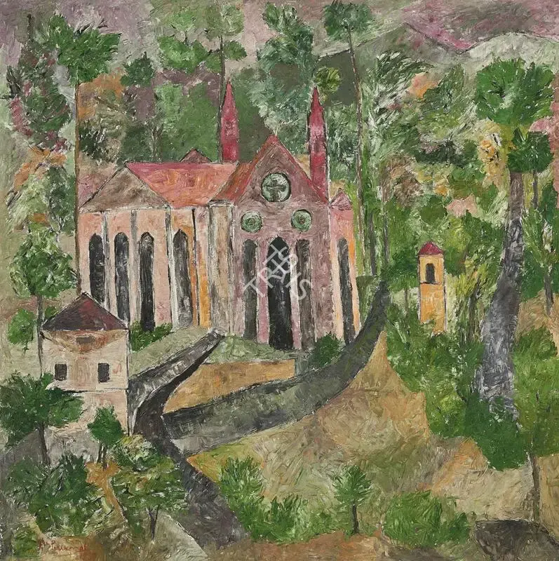 P. Perumal (Artist), Church, 1989, Painting