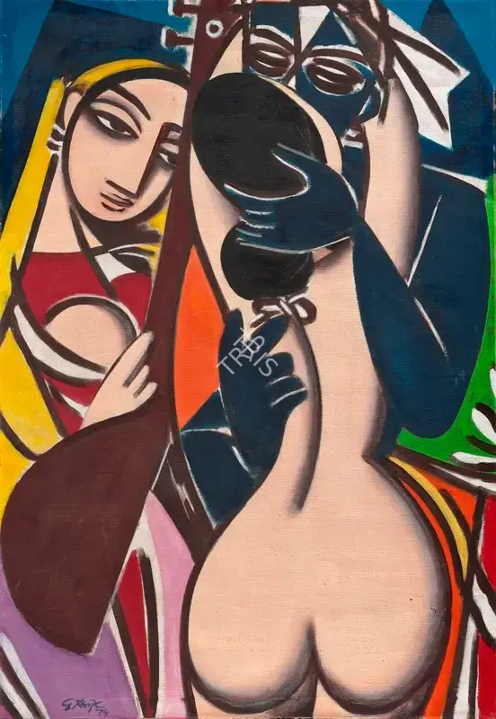 Keyt, George (Artist). Untitled (Radha and Krishna Embracing), 1974 | Painting, Ch.NeY/18.09.24, 2024 · Christie's