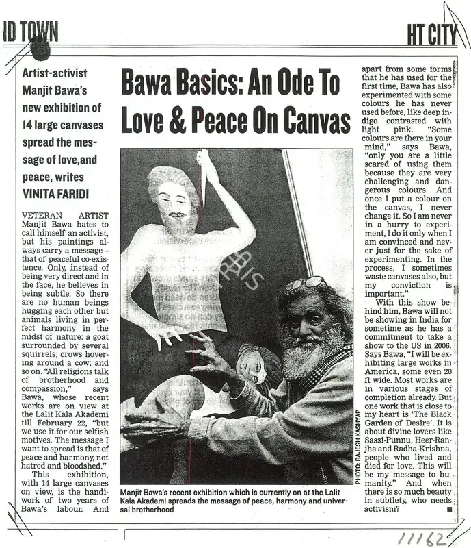Vinita Faridi (Writer), Bawa Basics: An Ode To Love & Peace On Canvas, Newspaper Clipping