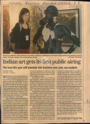 Kishore Singh (Reporter), Indian Art Gets Its First Public Airing, 2008, Newspaper Clipping