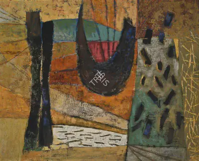 Jyoti Bhatt (Artist), Composition, 1957, Painting