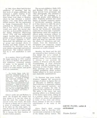 Nissim Ezekiel (Essayist), Gieve Patel, 1980, Essay