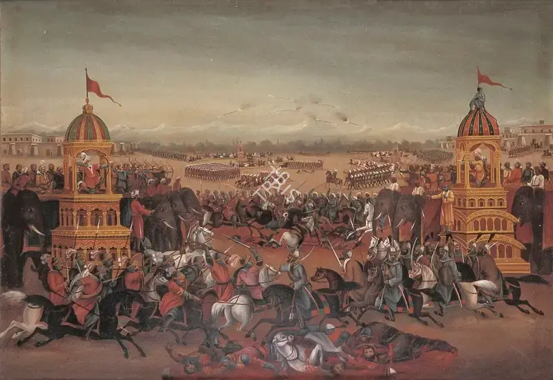 Unknown European Artist (Artist), Bhisma & Arjuna in Battle, From the Mahabharata, 1910, Painting