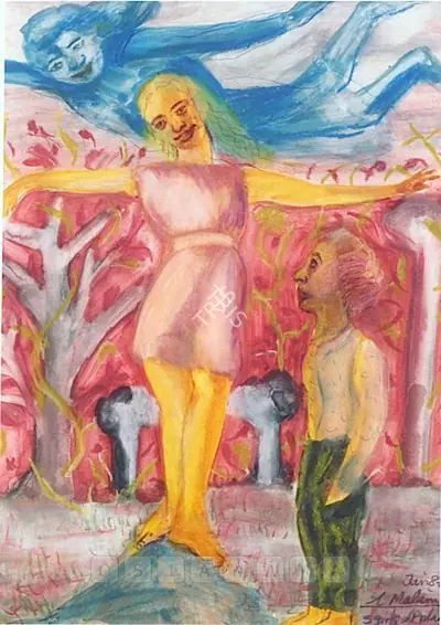 Nalini Malani (Artist), 3 Girls At Play, 1987, Painting