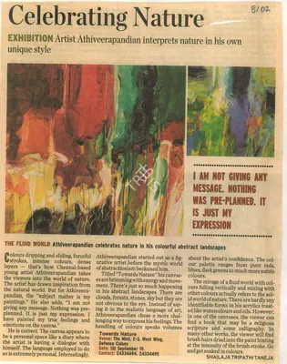 Shailaja Tripathi Taneja (Reporter), Celebrating Nature, 2008, Newspaper Clipping