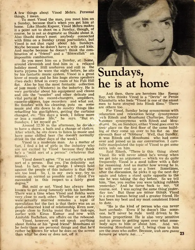 Sundays, he is at home, 1976, Conversation