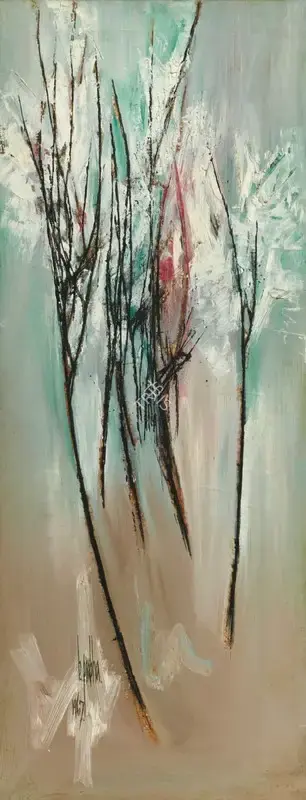 B. Prabha (Artist), Untitled (Trees), 1967, Painting