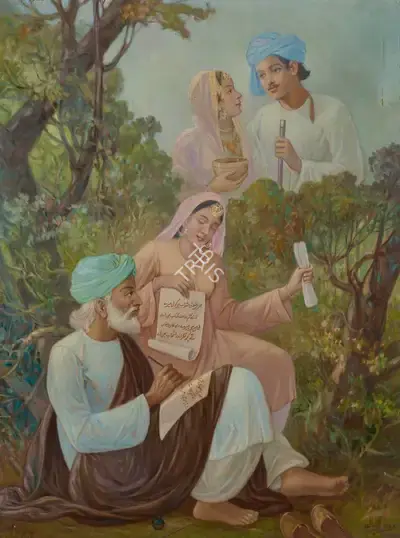 Ustad Allah Bukhsh (Artist), Untitled (Heer and Ranjha), Painting