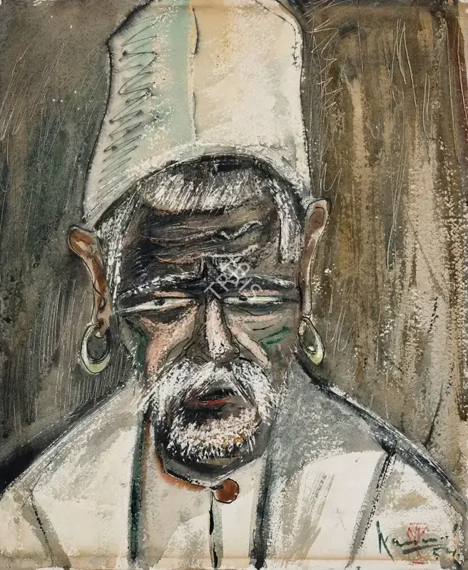 Kanwal Krishna (Artist), Portrait of a Gadi from the Kangra Valley, 1954, Painting