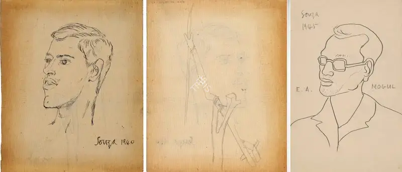 F.N. Souza (Artist), A Set of Two, 1945, Drawing