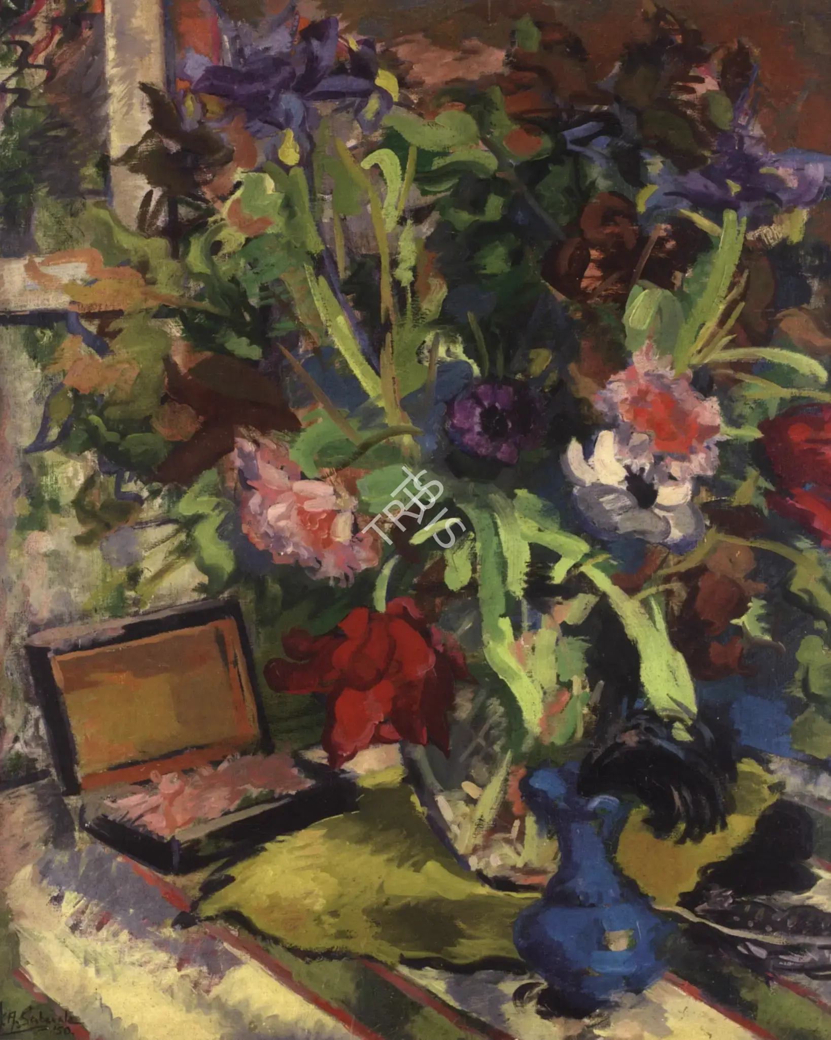 Jehangir Sabavala (Artist), Flower Study, 1950, Painting