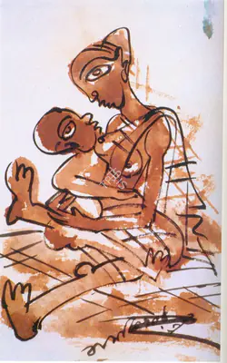 Ramkinkar Baij (Artist), Mother and Child, 1945, Painting