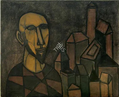 Akbar Padamsee (Artist), Man and City I, 1953, Drawing