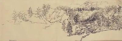 Akbar Padamsee (Artist), Landscape, 1968, Drawing