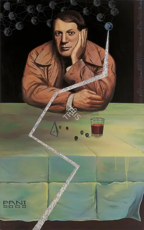 Birendra Pani (Artist), Picasso Conceiving Cubism, 2002, Painting