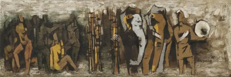 Husain, M.F. (Artist). Seve[n] Shades [...] Bamboos, 1961 | Painting, So.NeY/26.03.26, 2026 · Sotheby's