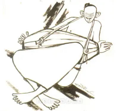 B. Vithal (Artist), Dholak Player, Painting