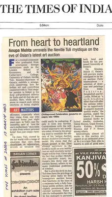 Anupa Mehta (Writer), From heart to heartland, 2003, Newspaper Clipping