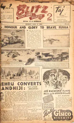 R.K. Karanjia (Editor), Blitz, 1942, Magazine