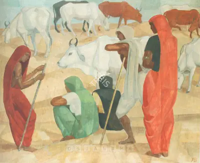 Alice Boner (Artist), Cow Herds, Painting
