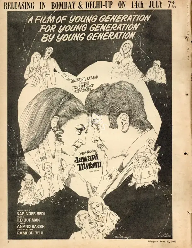 Ramesh Behl (Producer), Jawani Diwani, 1972, Advertisement
